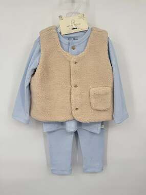 NWT Petite Mason X NONO Infant 3 Piece Set Top Bottoms Teddy Sherpa Vest 12M